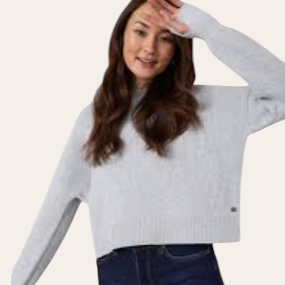 🩶 Monk & Lou Cotton Blend Mini Ottoman Abbott Crop Pullover, M